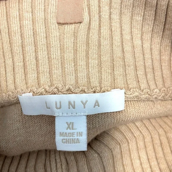 Lunya Cozy Cotton Silk Zip Pullover Sweater In Tranquil Tan Size XL New - Picture 12 of 13